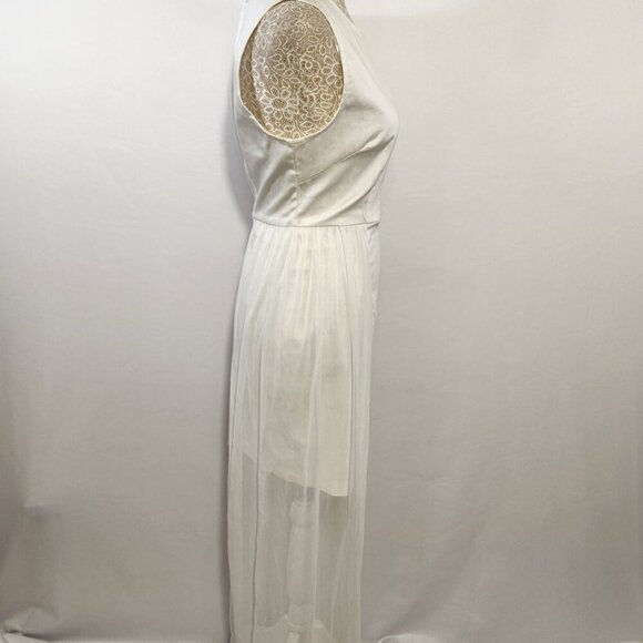 AX Paris Women's White Size10 Sleeveless Chiffon Panel Zip Back Mini Dress Party - Picture 7 of 14